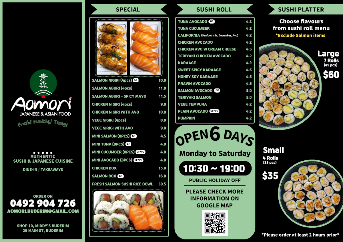 Menu, Aomori Japanese