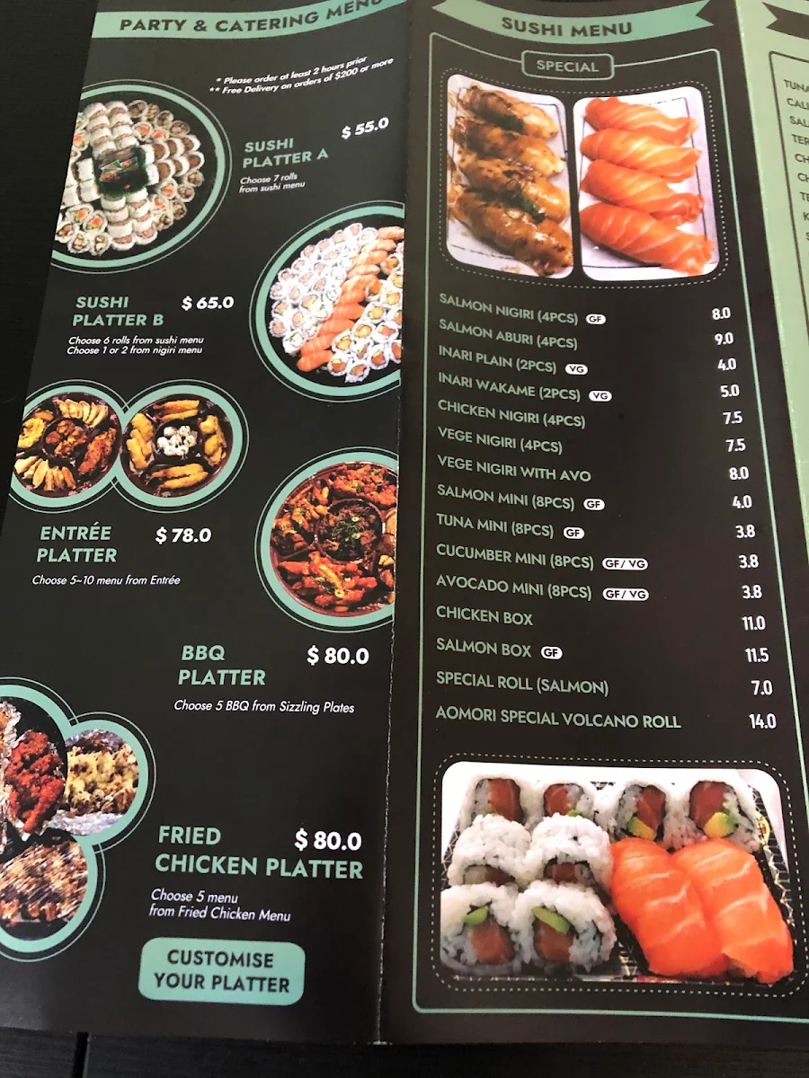 Menu, Aomori Japanese