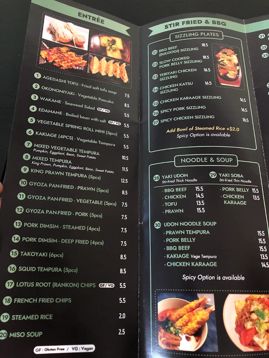 Menu, Aomori Japanese