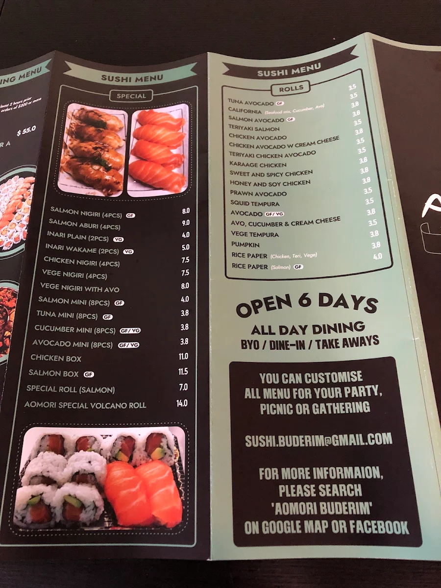 Menu, Aomori Japanese