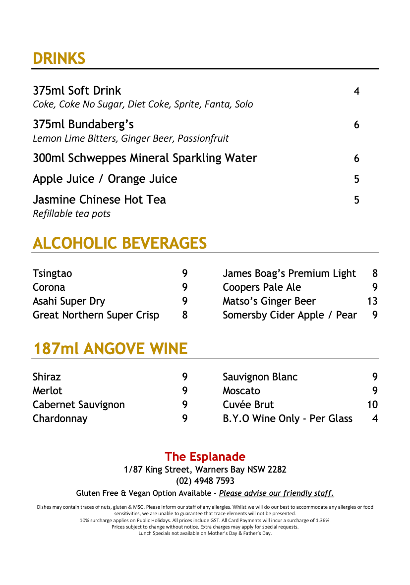 Menu, Lim's Kitchen