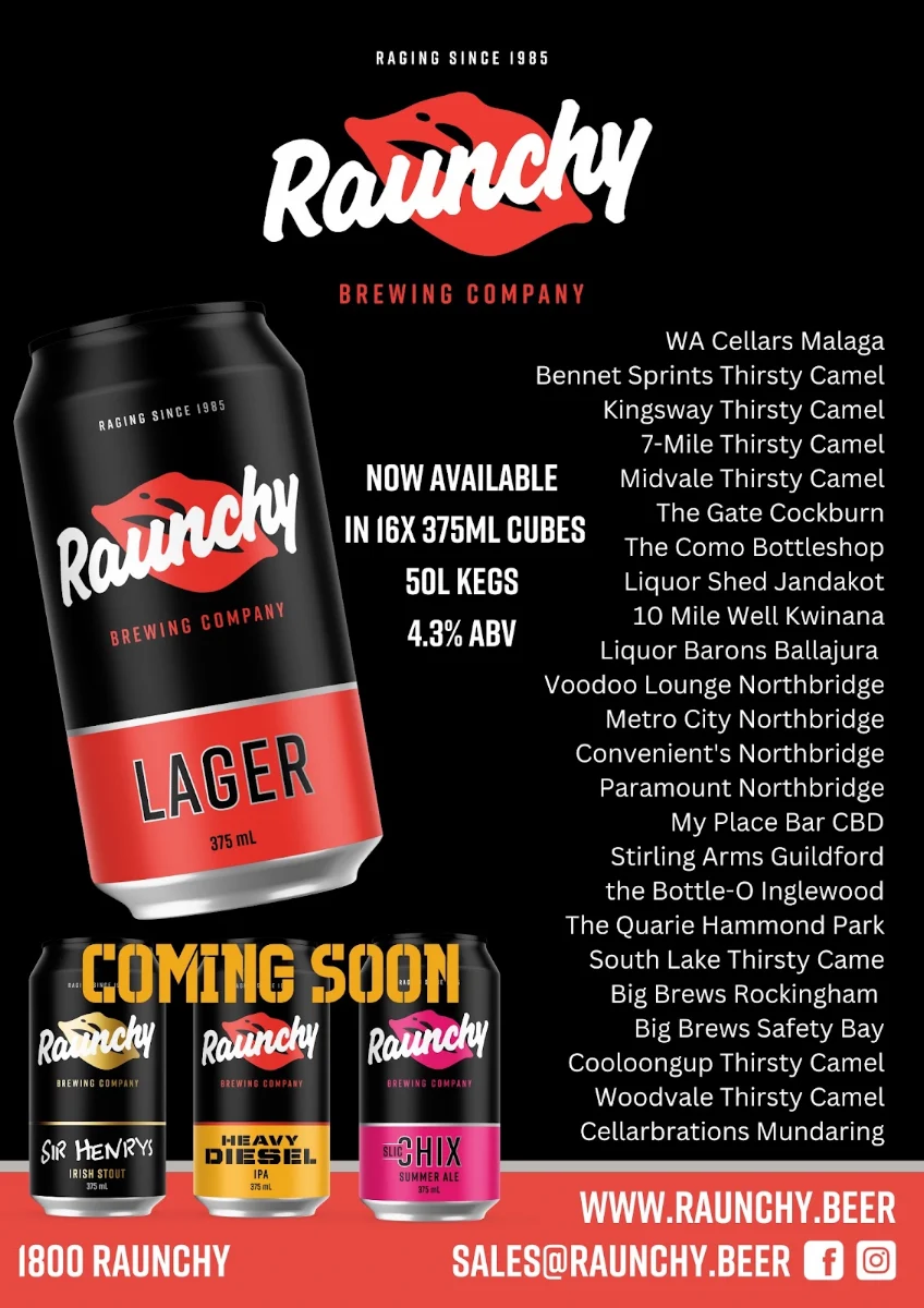 Menu, Raunchy Brewing Company