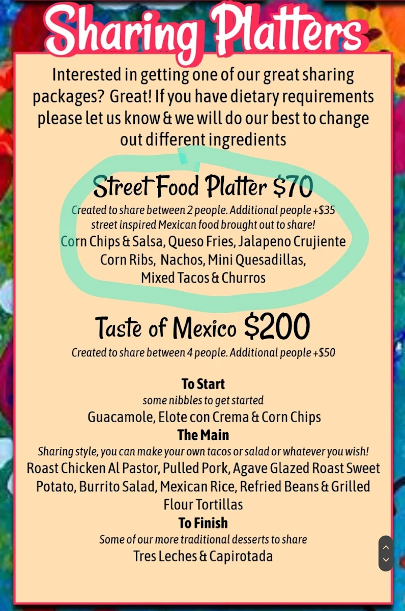 Menu, Hot Tamale