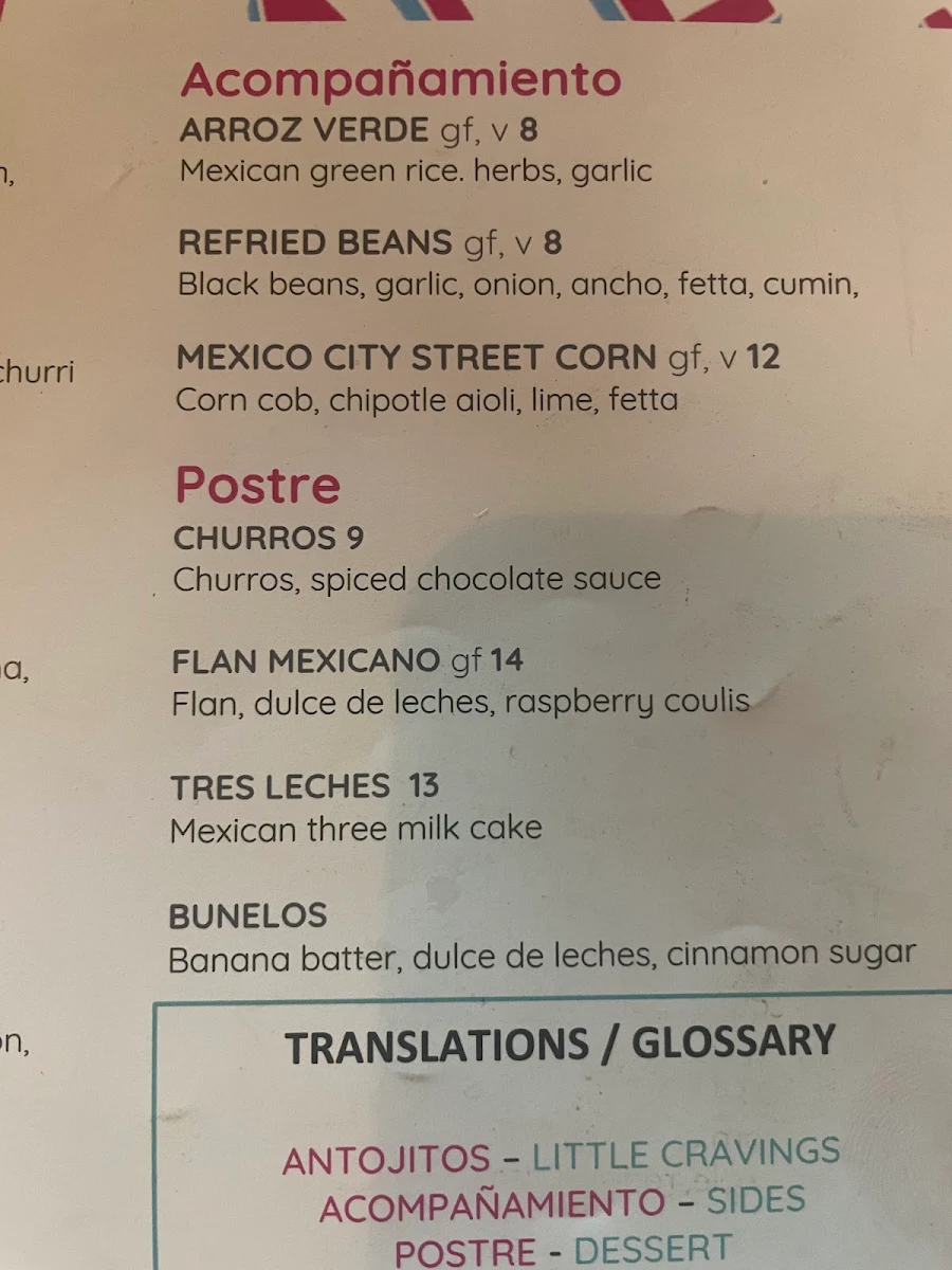 Menu, Hot Tamale