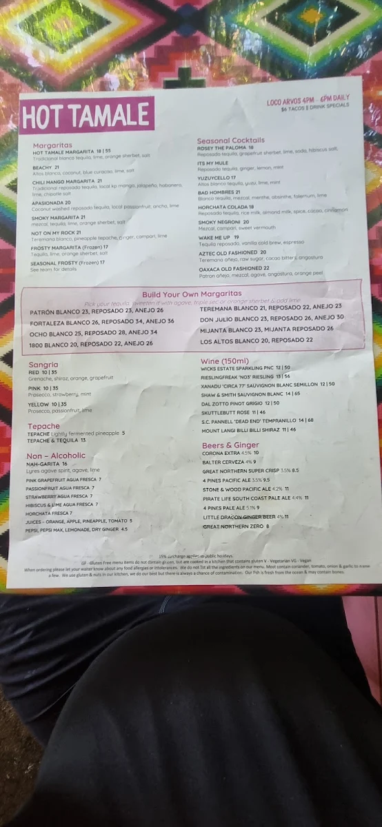 Menu, Hot Tamale
