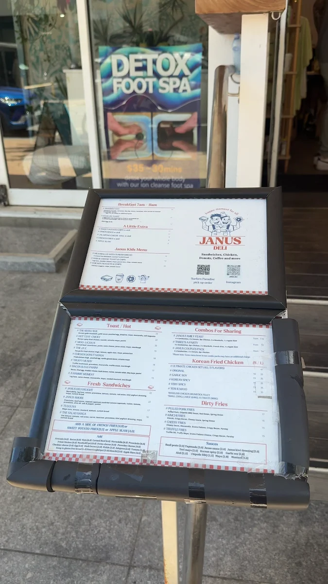 Menu, Janus Deli Surfers Paradise