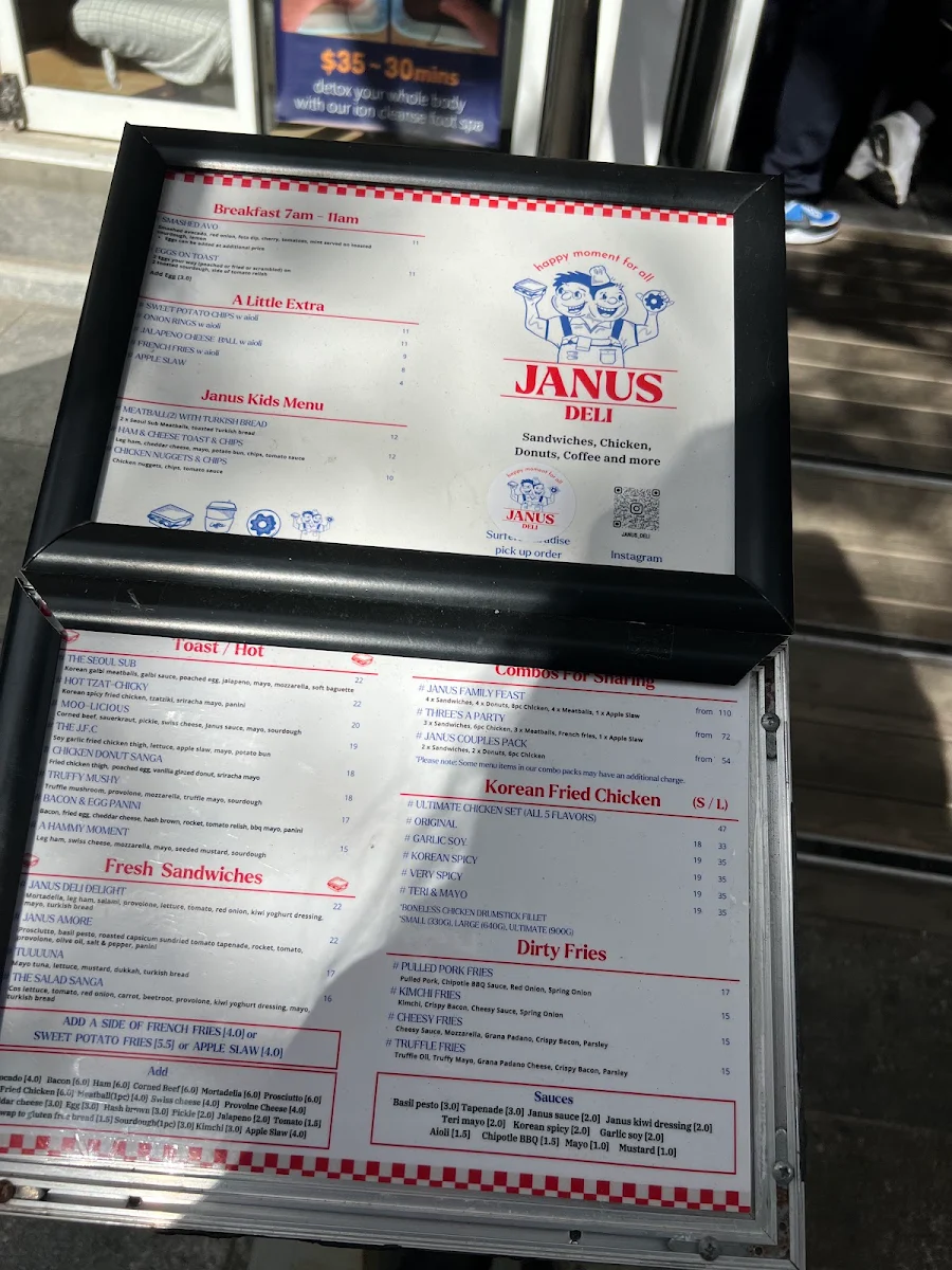 Menu, Janus Deli Surfers Paradise