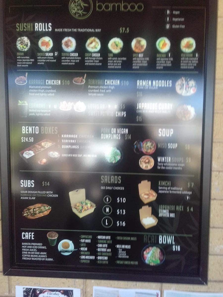 Menu, Bamboo -Sushi | Coffee | Juice | Hot Food