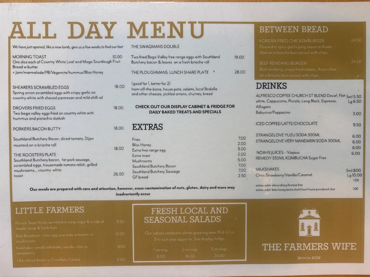 Menu, The Farmers Wife