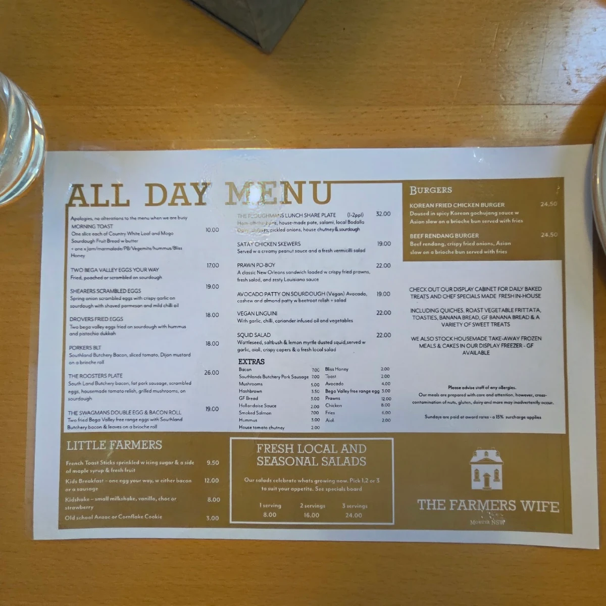 Menu, The Farmers Wife