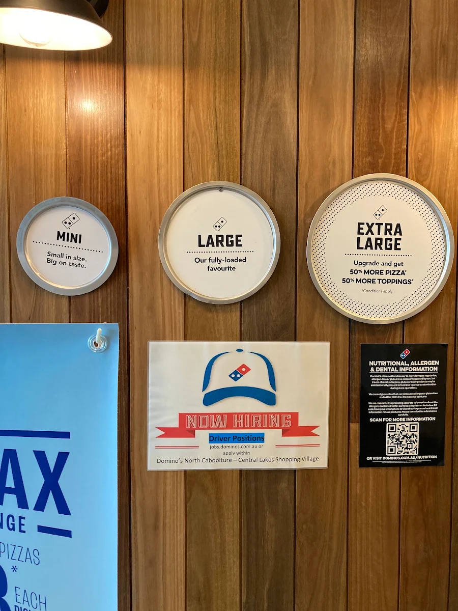 Menu, Domino's Pizza North Caboolture