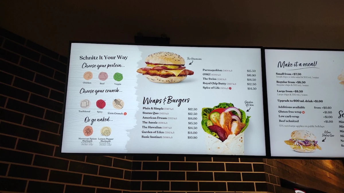 Menu, Schnitz Traralgon