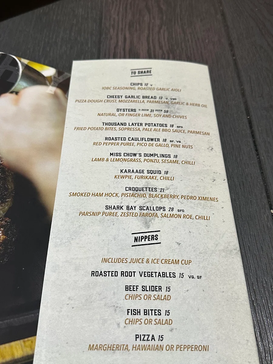 Menu, Indian Ocean Brewing Company