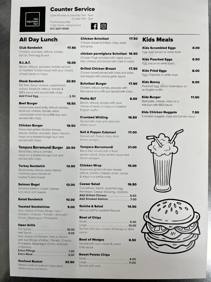 Menu, The Espresso Bar