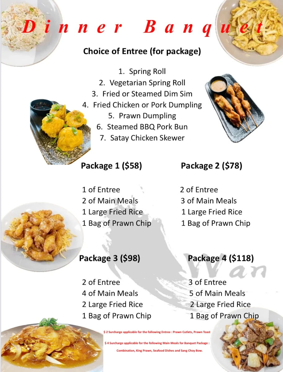 Menu, Wan‘s Chinese Restaurant Shellharbour