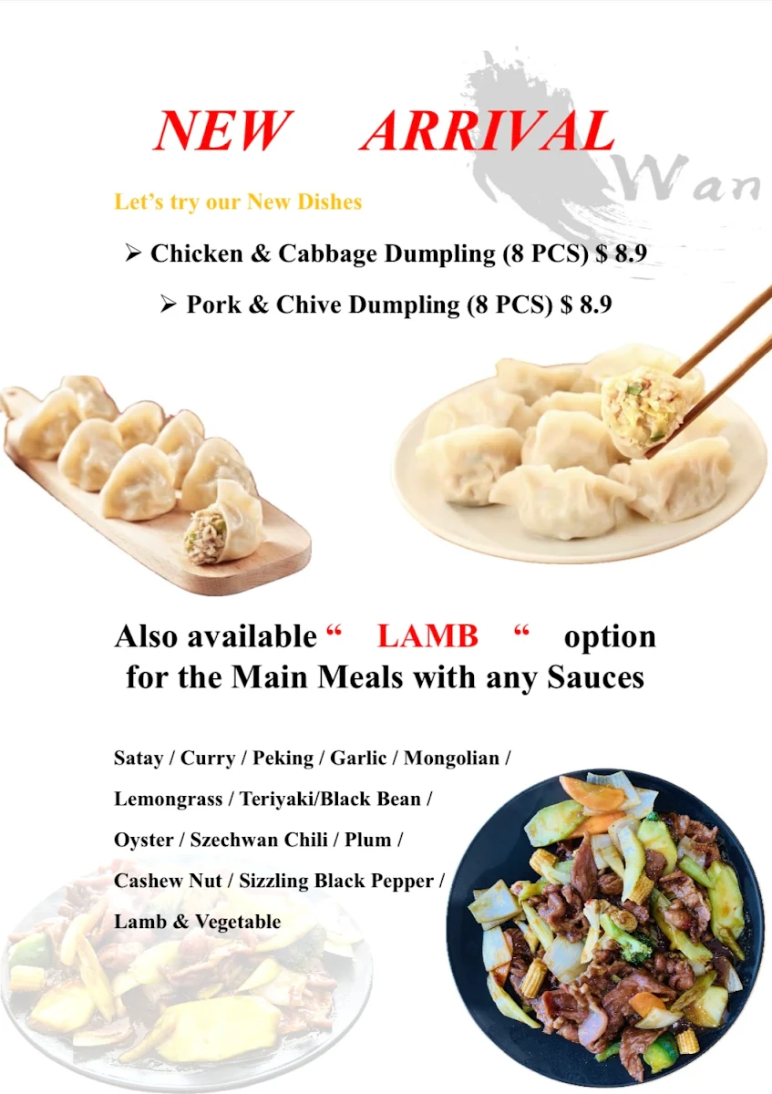 Menu, Wan‘s Chinese Restaurant Shellharbour