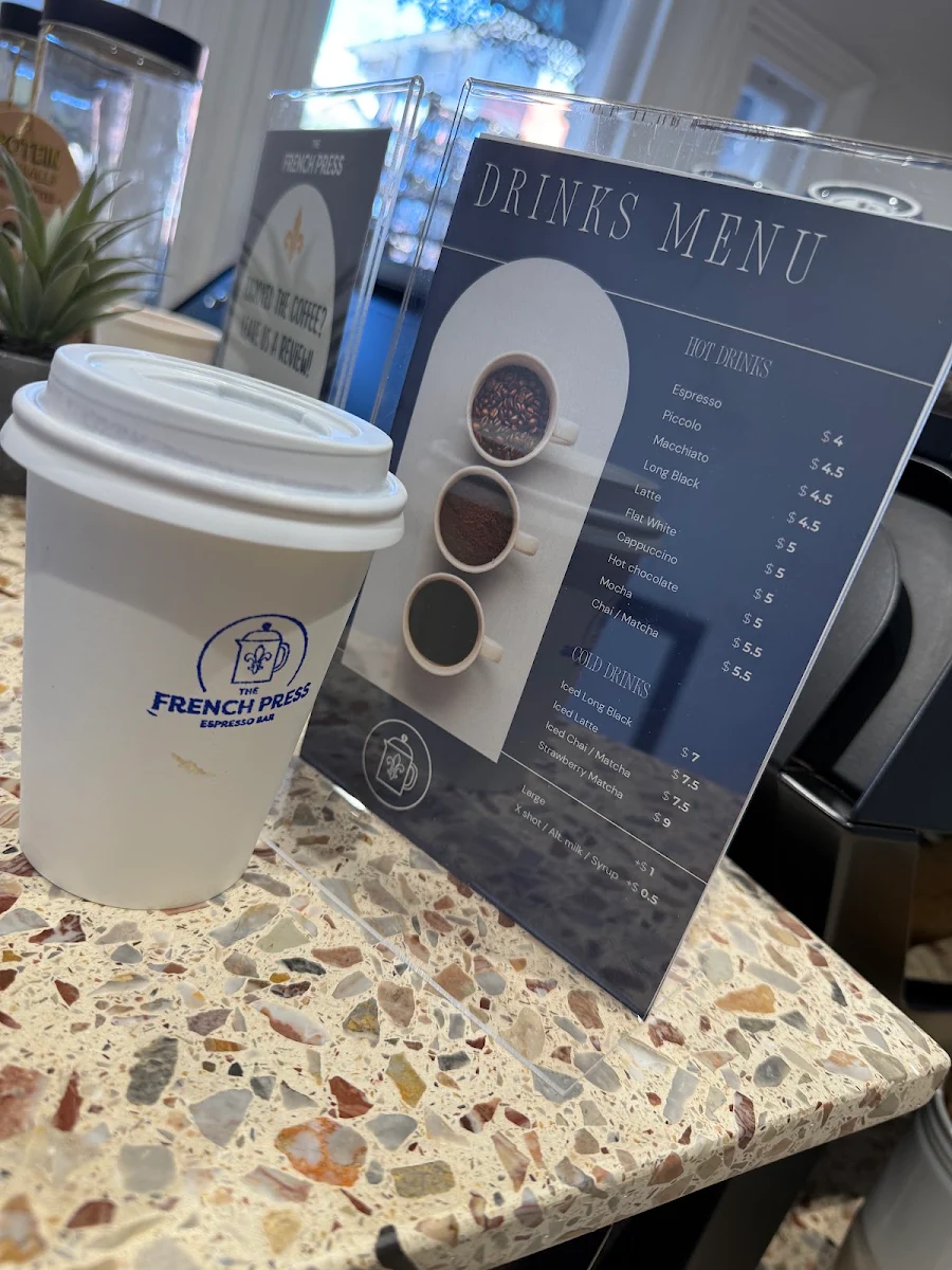 Menu, The French Press Espresso Bar