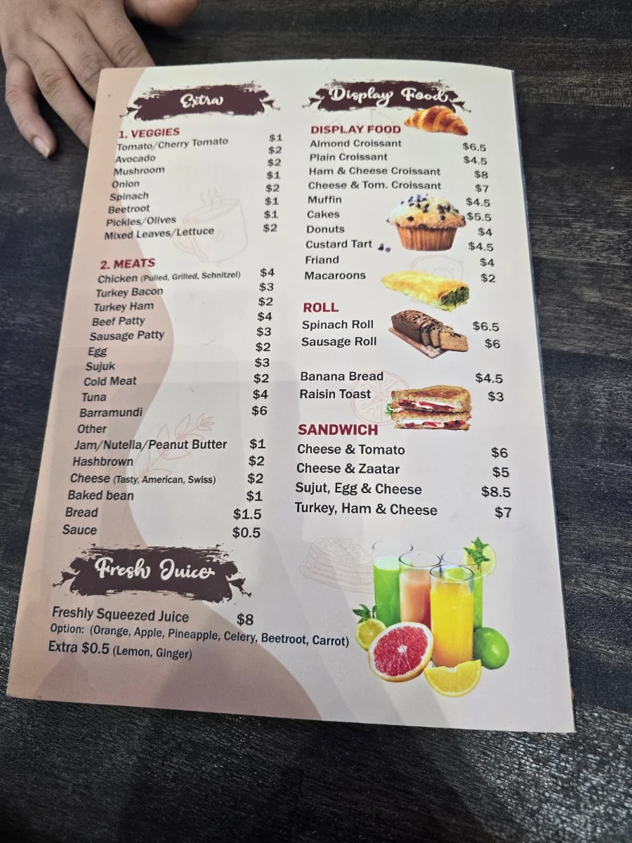 Menu, Toast N Grind Cafe Strathfield