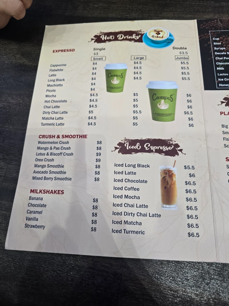 Menu, Toast N Grind Cafe Strathfield