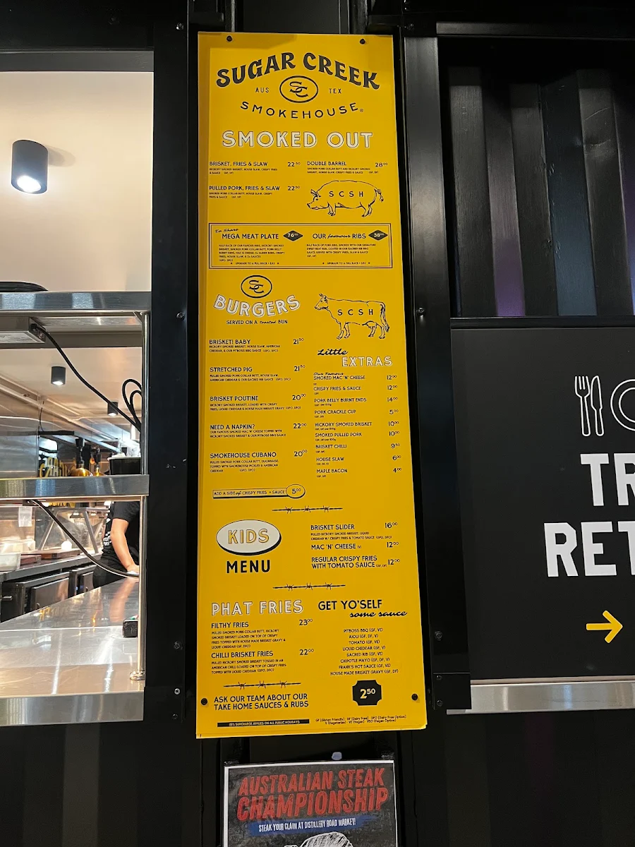 Menu, Sugar Creek Smokehouse