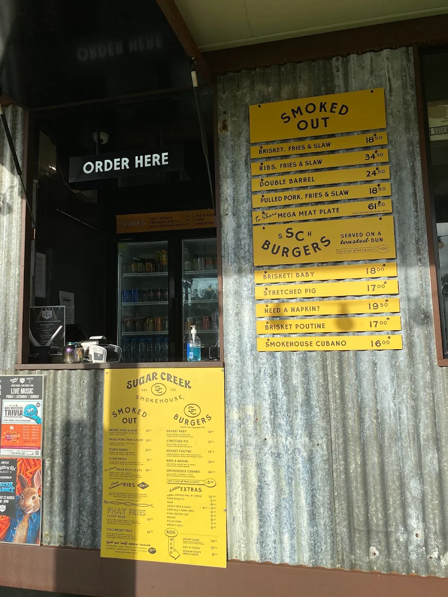 Menu, Sugar Creek Smokehouse