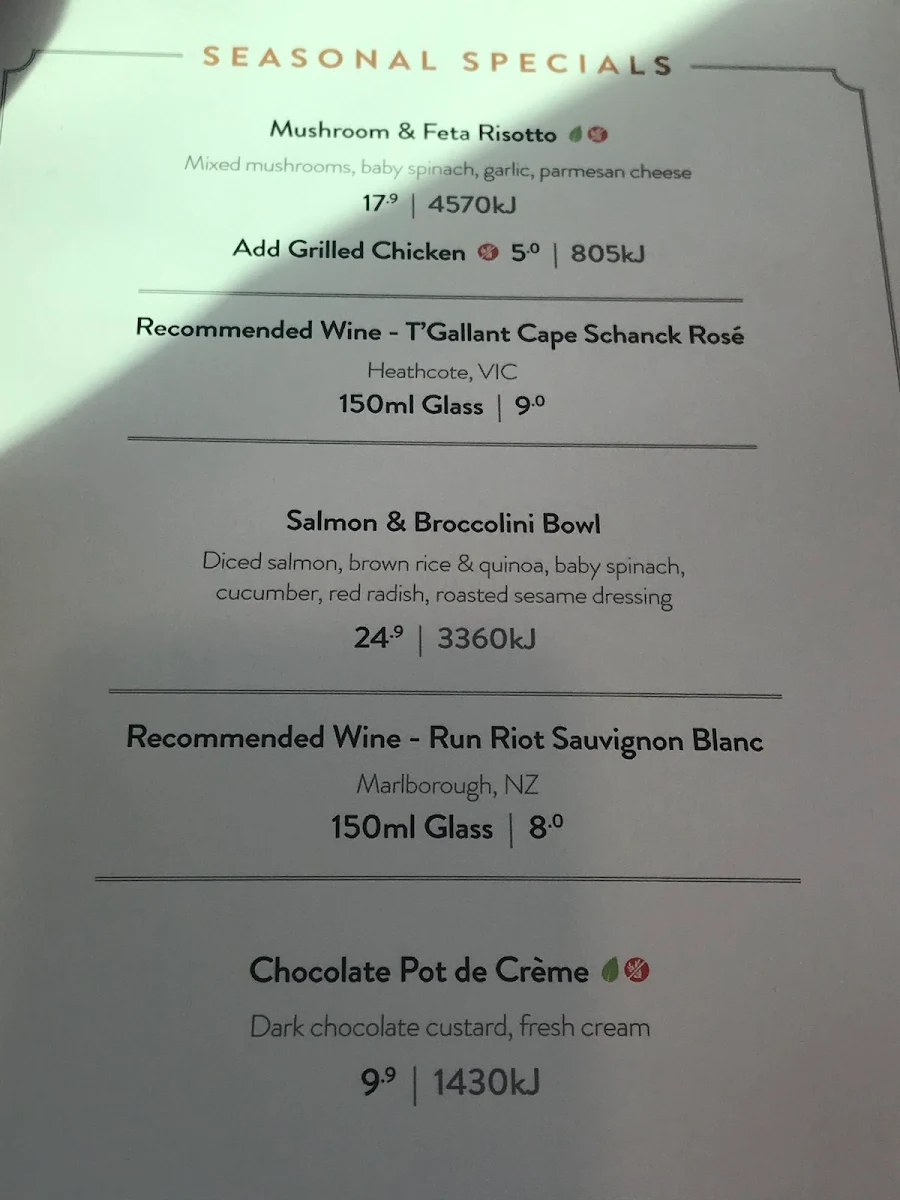 Menu, The Coffee Club Café - Waterfront City Docklands