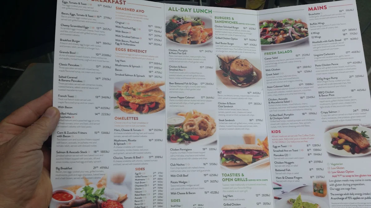 Menu, The Coffee Club Café - Waterfront City Docklands