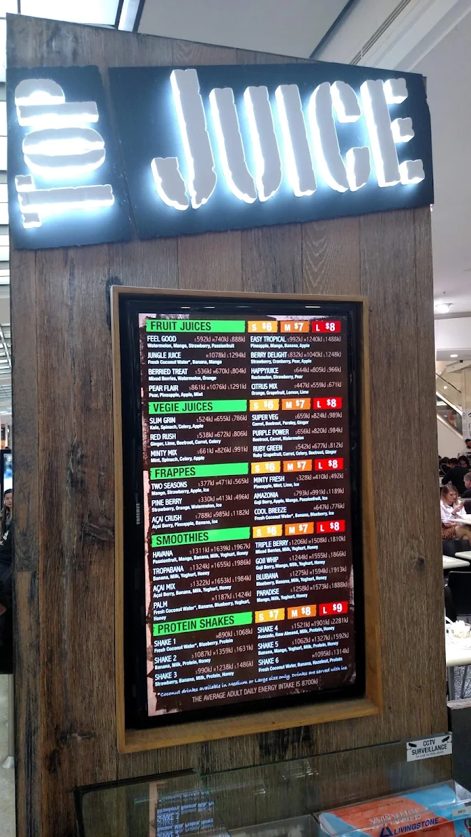 Menu, Top Juice Sydney Central Plaza (Food Court under Myer)