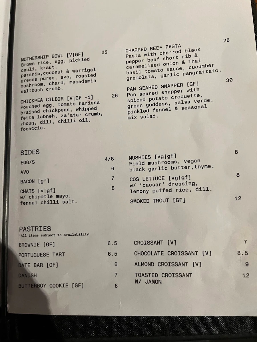 Menu, Single O Surry Hills