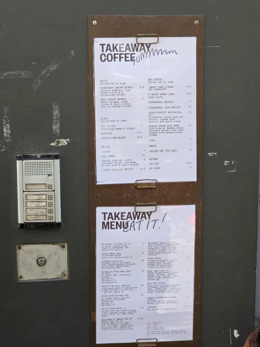 Menu, Single O Surry Hills