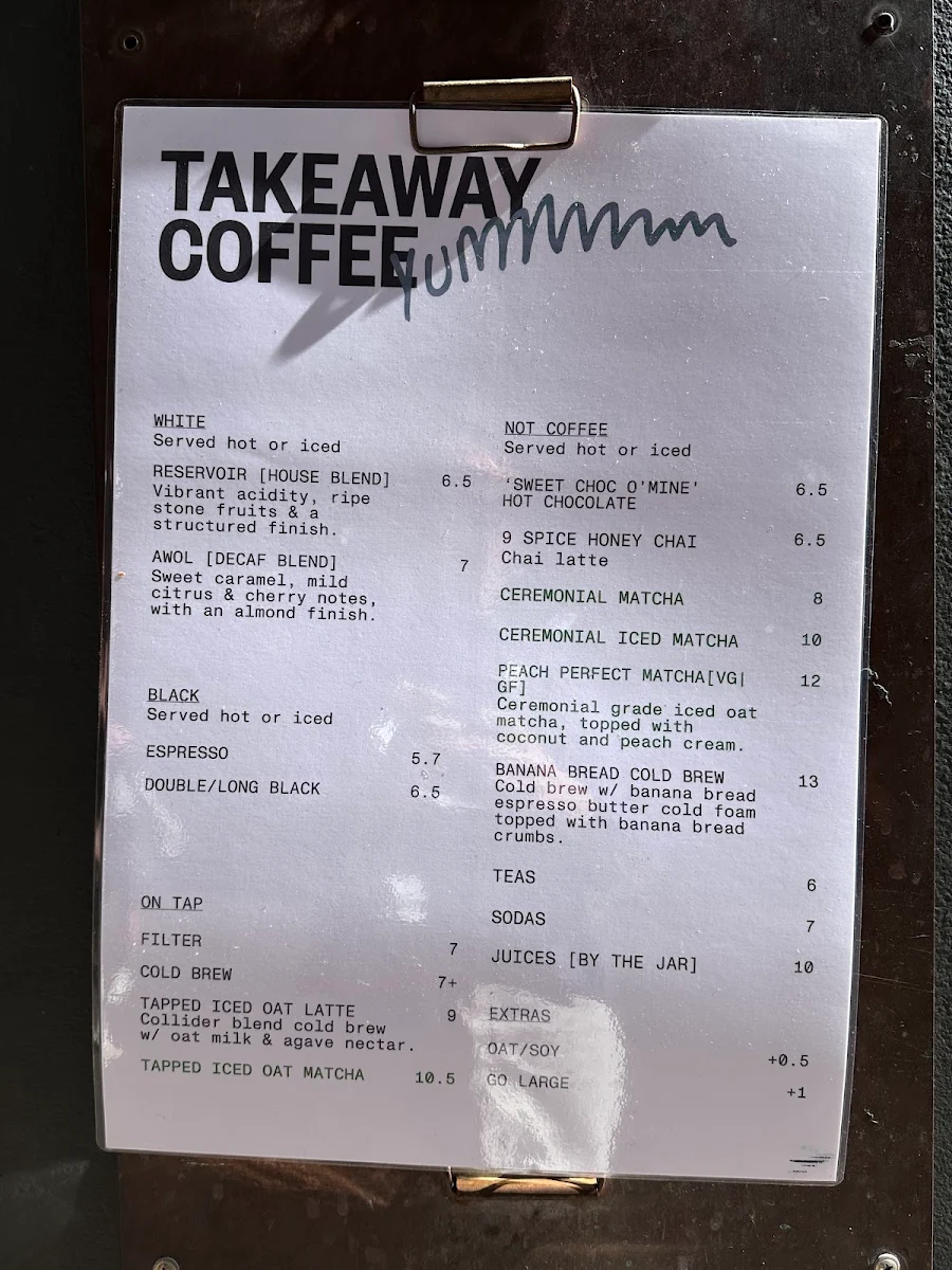 Menu, Single O Surry Hills