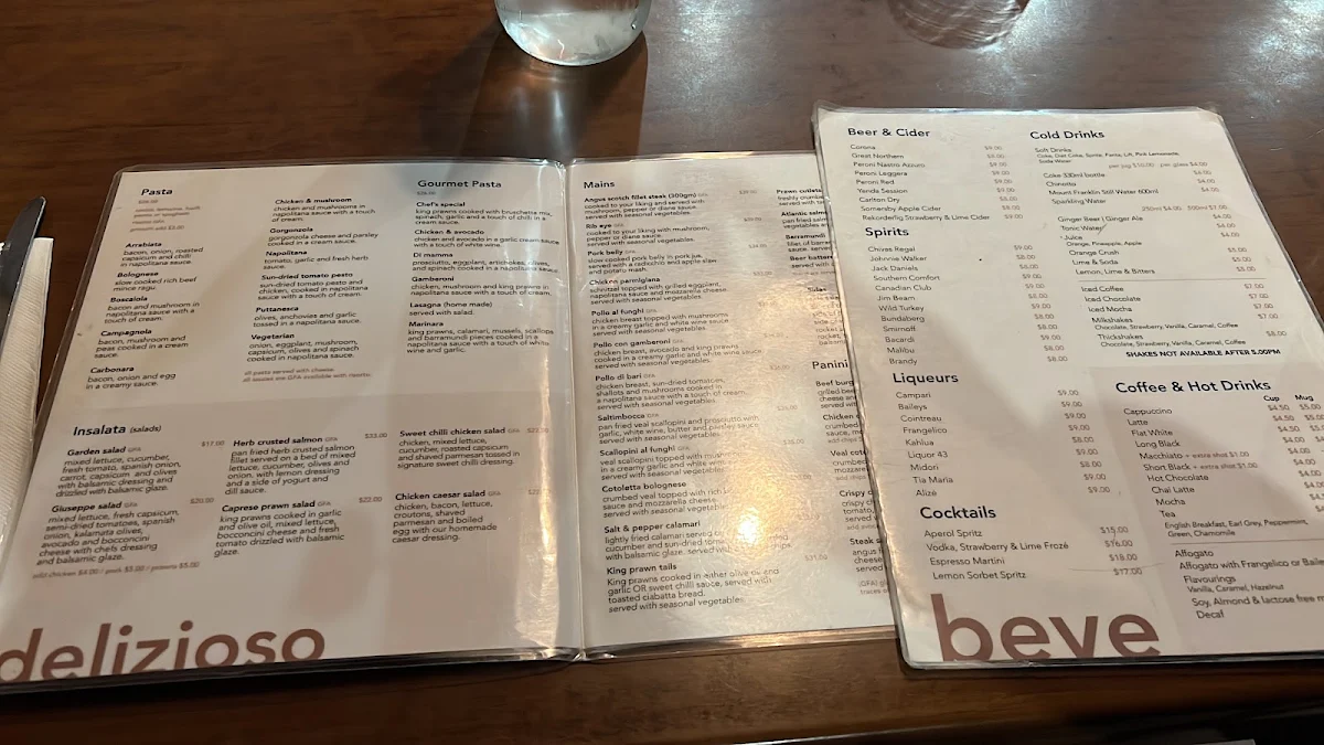 Menu, Giuseppe's Restaurant & Bar Griffith