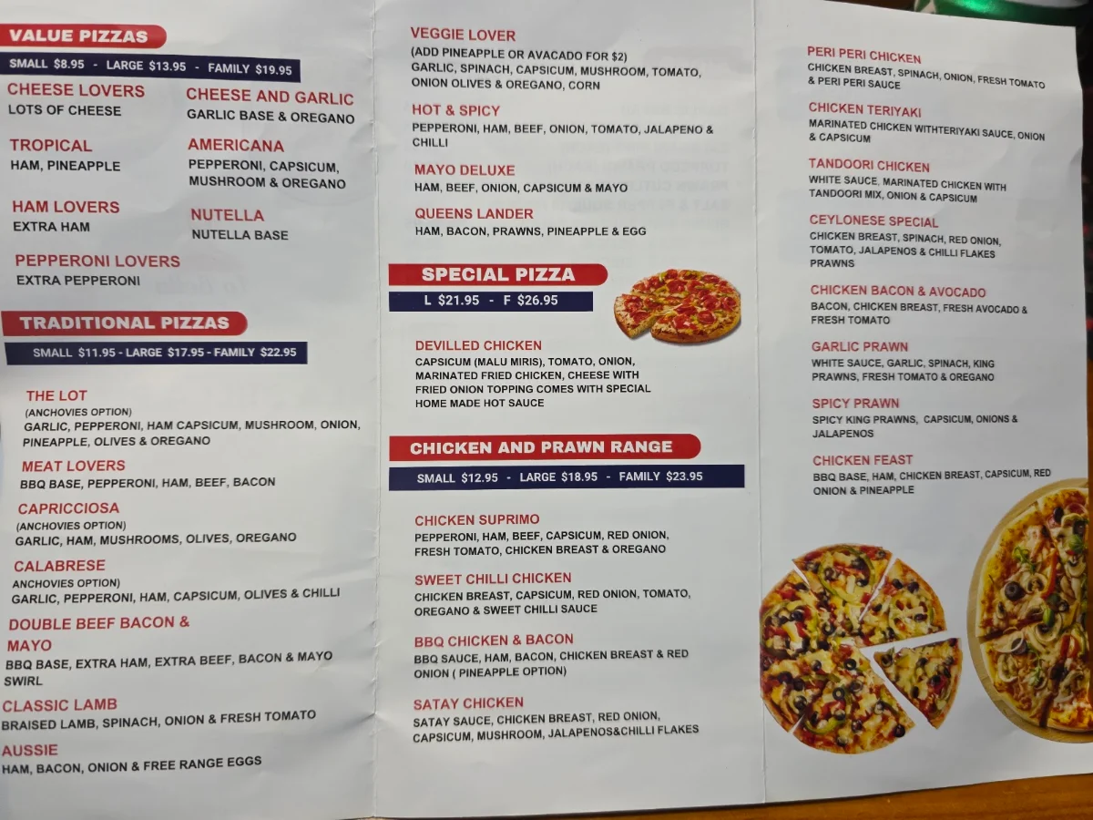 Menu, La Bella Pizza Beaconsfield