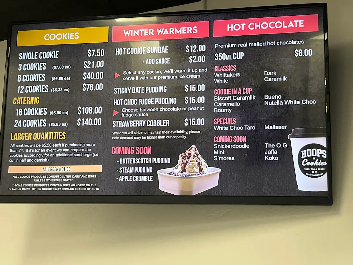 Menu, Hoops & Cookies