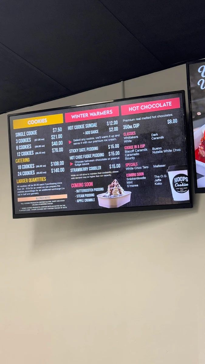 Menu, Hoops & Cookies