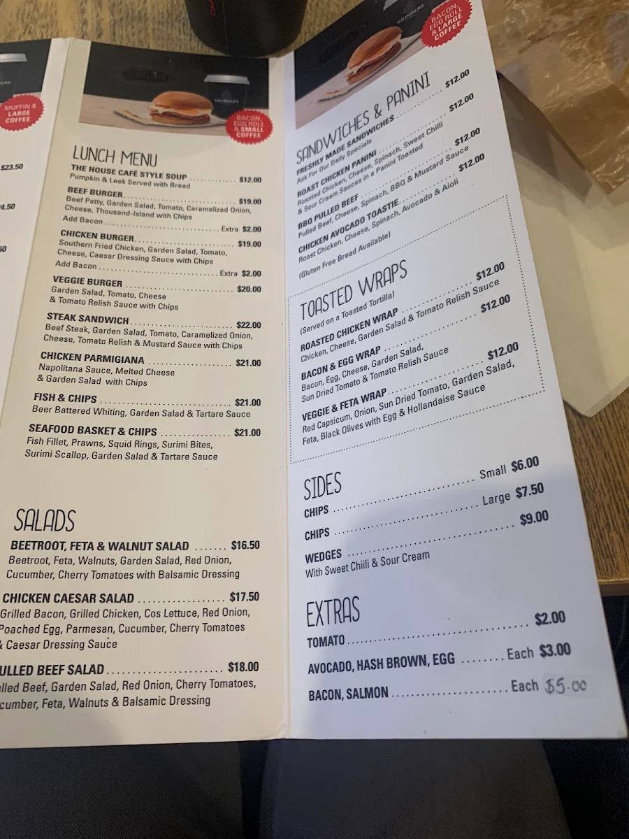 Menu, The House Caffe