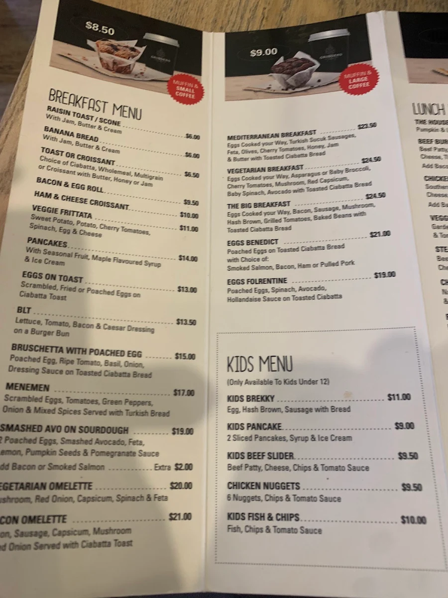 Menu, The House Caffe