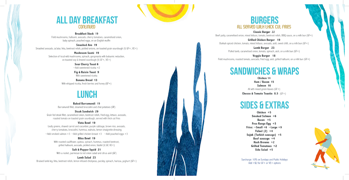 Menu, Sea Vista Cafe