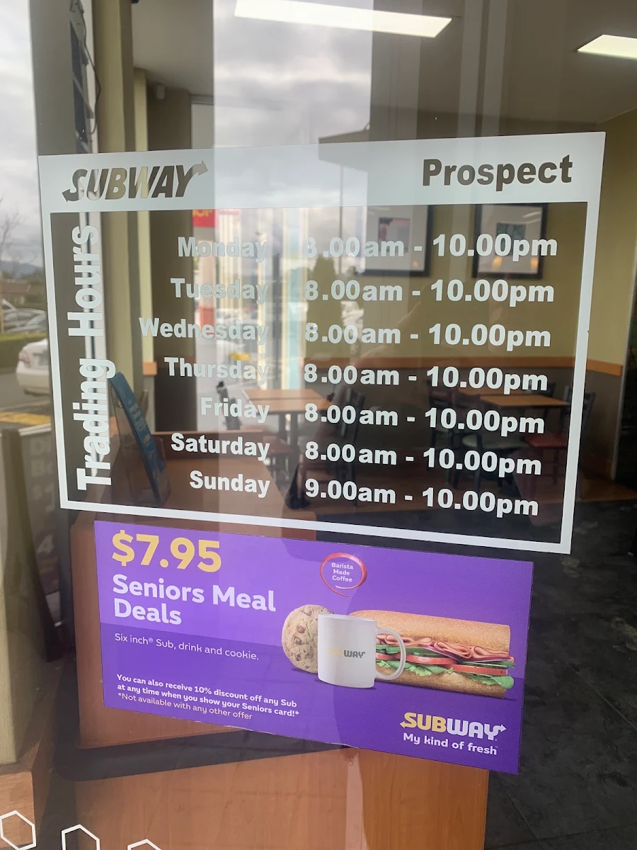 Menu, Subway