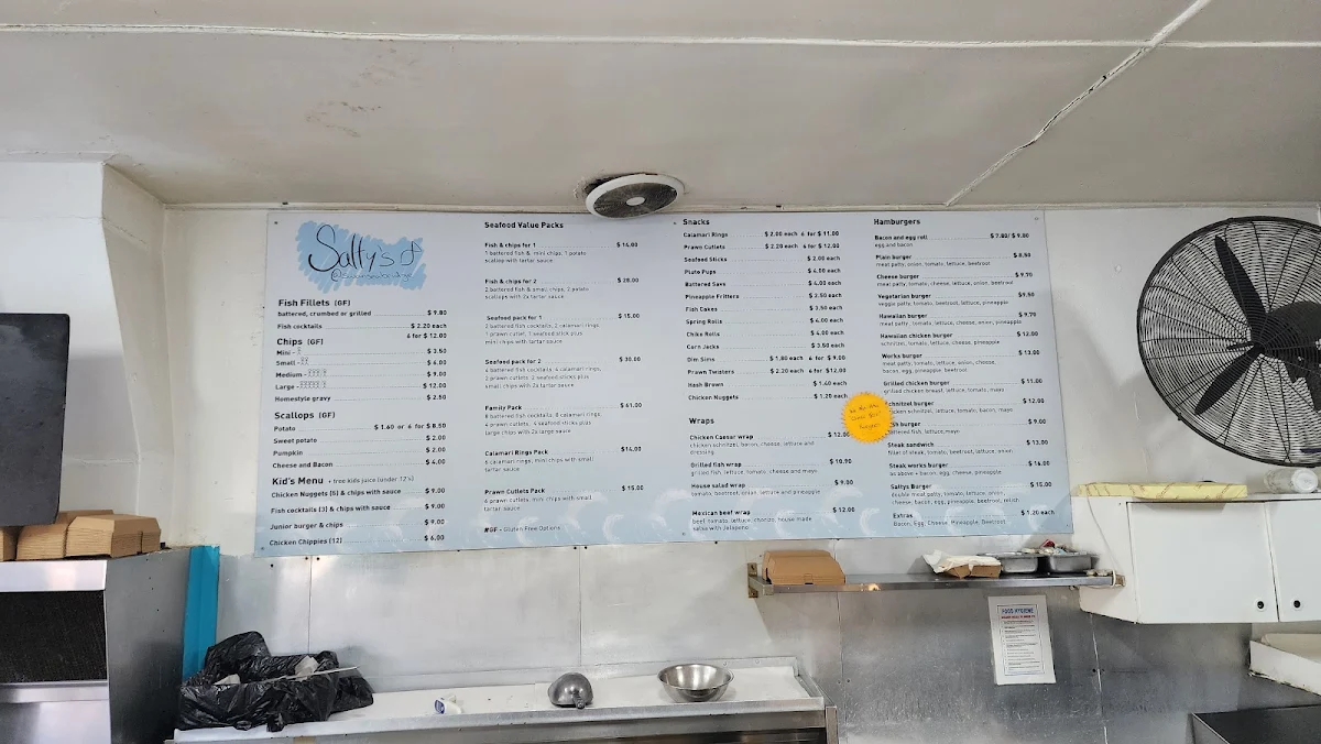 Menu, Salty's @ Swansea Bridge