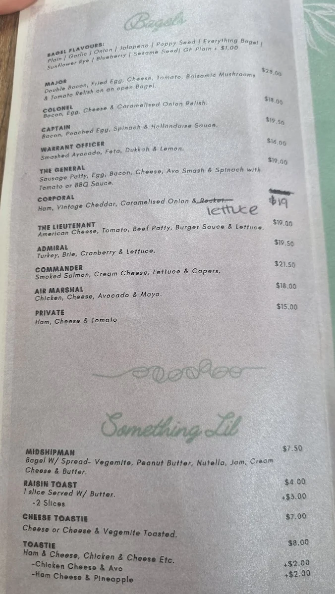Menu, Striker Coffee Co