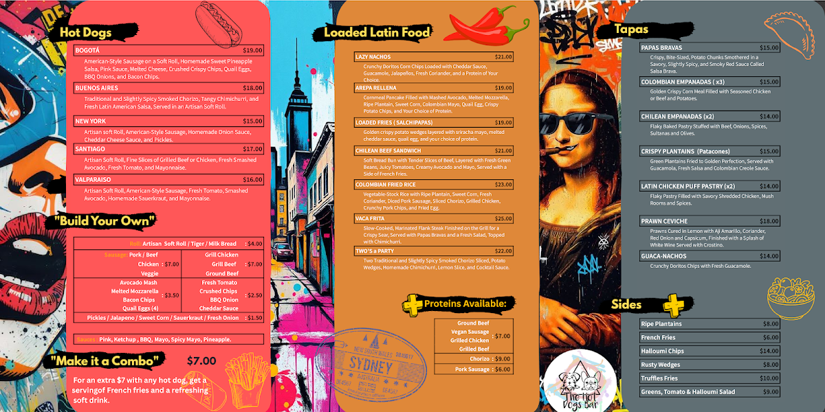 Menu, The hot dogs bar