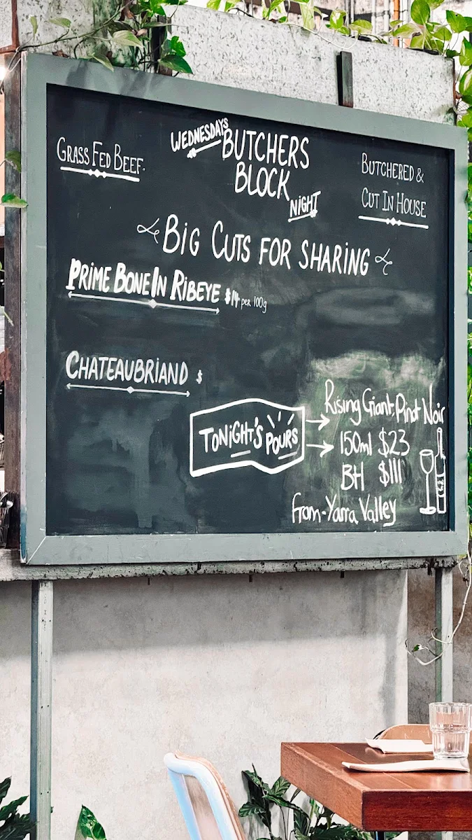 Menu, Three Blue Ducks, Rosebery