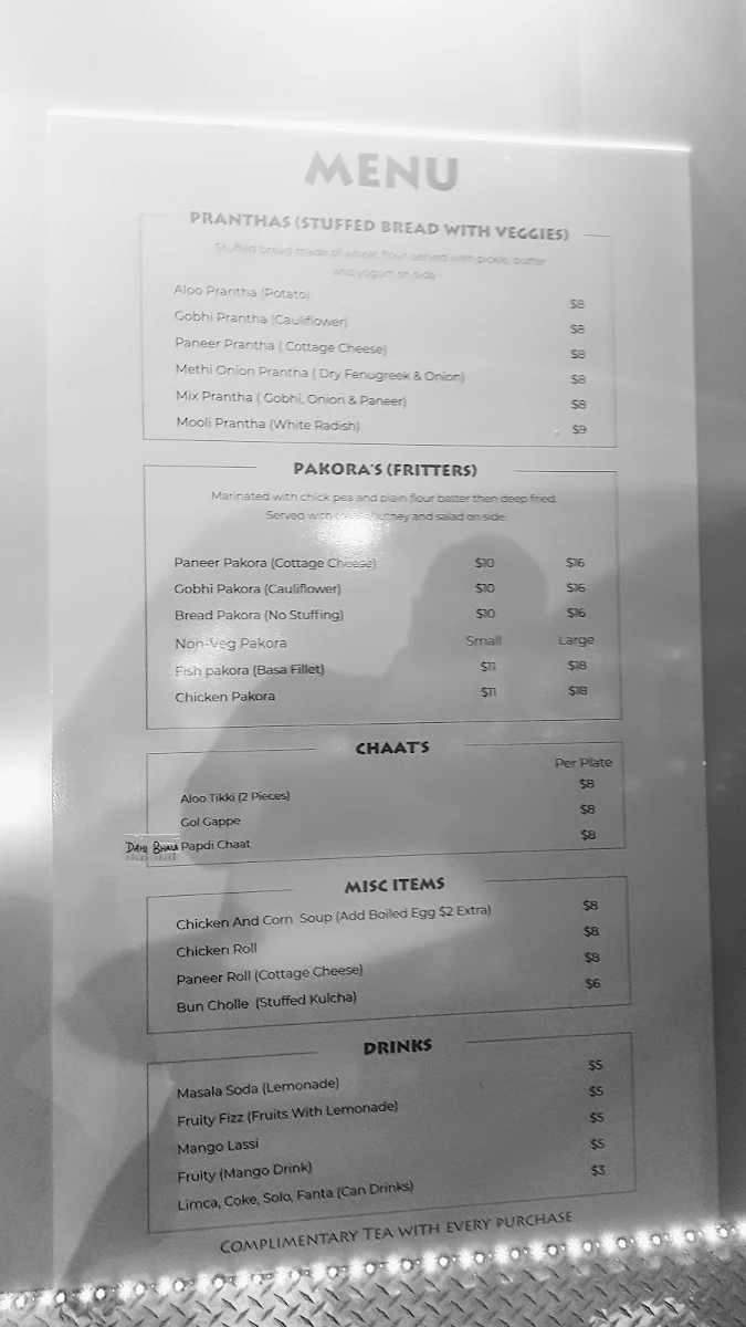 Menu, Prantha Hut