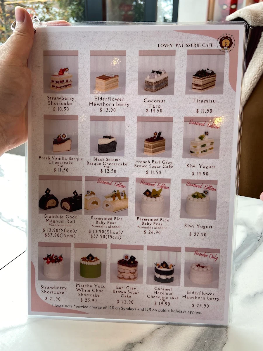 Menu, Lovey Patisserie Cafe