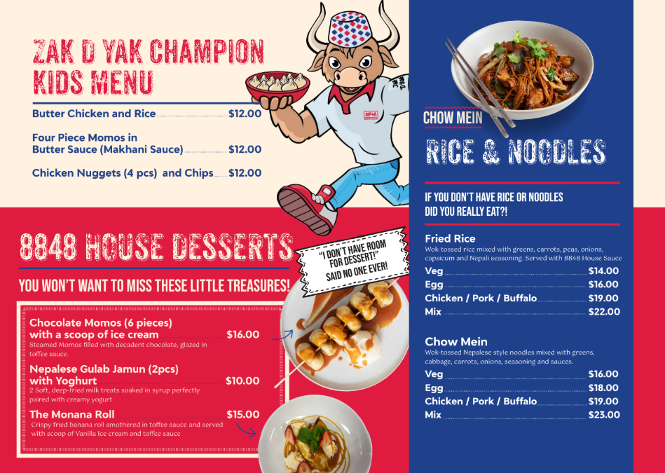 Menu, 8848 Momo House Town Hall (Sydney)