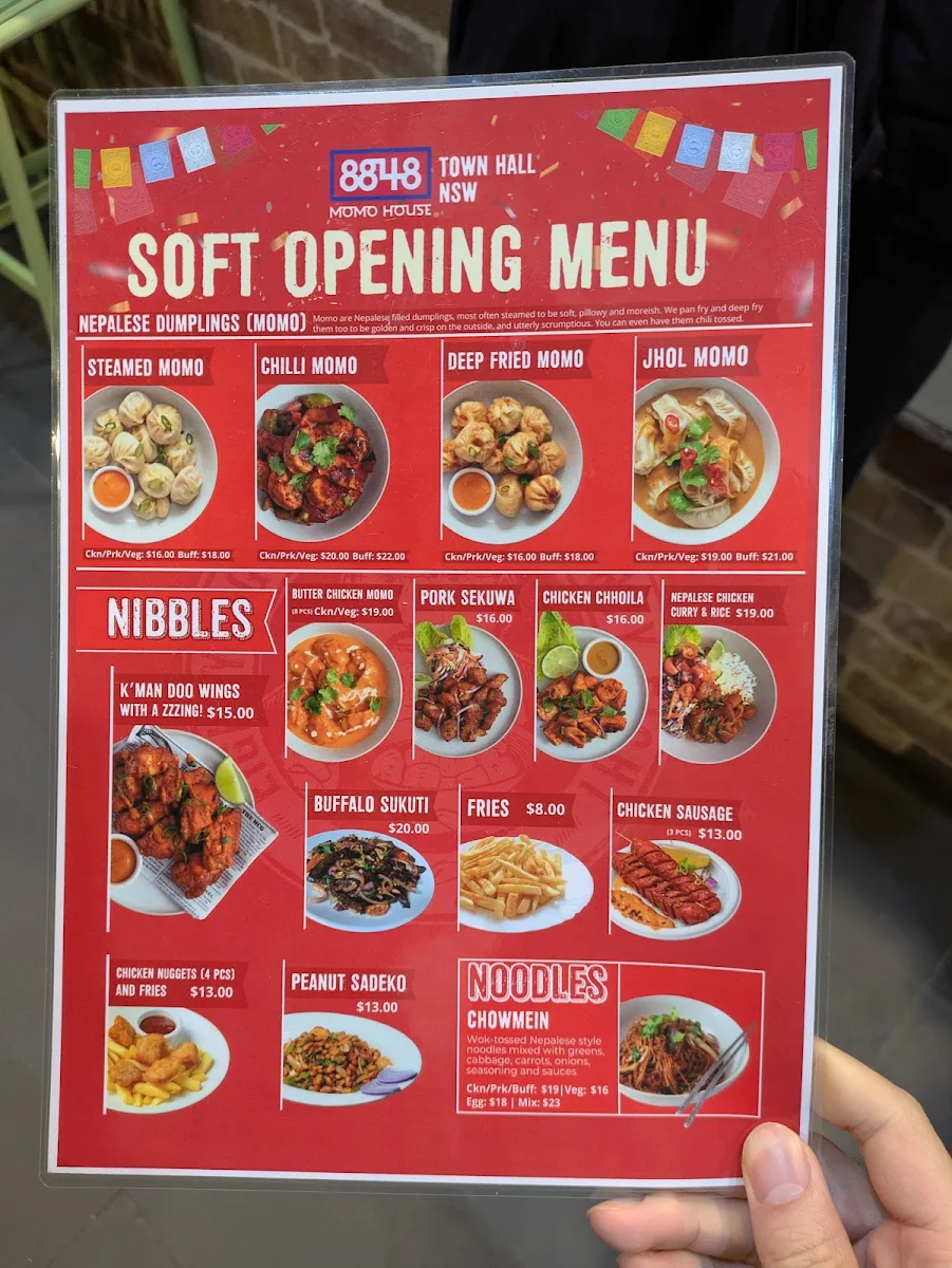 Menu, 8848 Momo House Town Hall (Sydney)