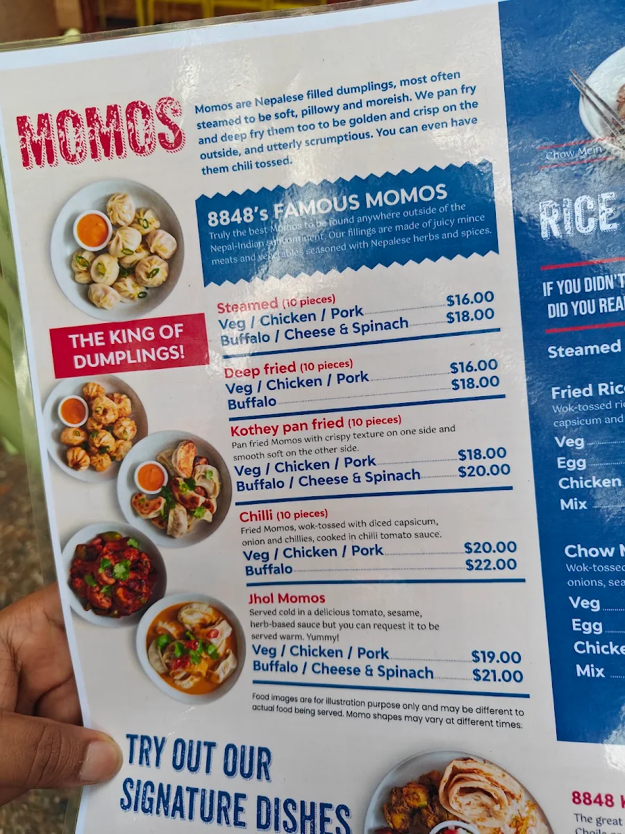 Menu, 8848 Momo House Town Hall (Sydney)