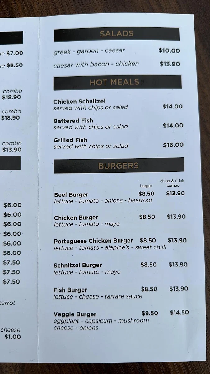 Menu, Peanut Café