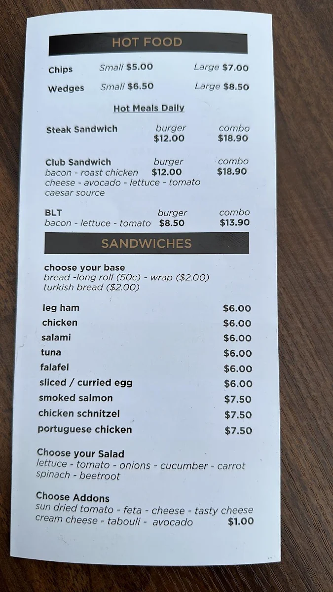 Menu, Peanut Café